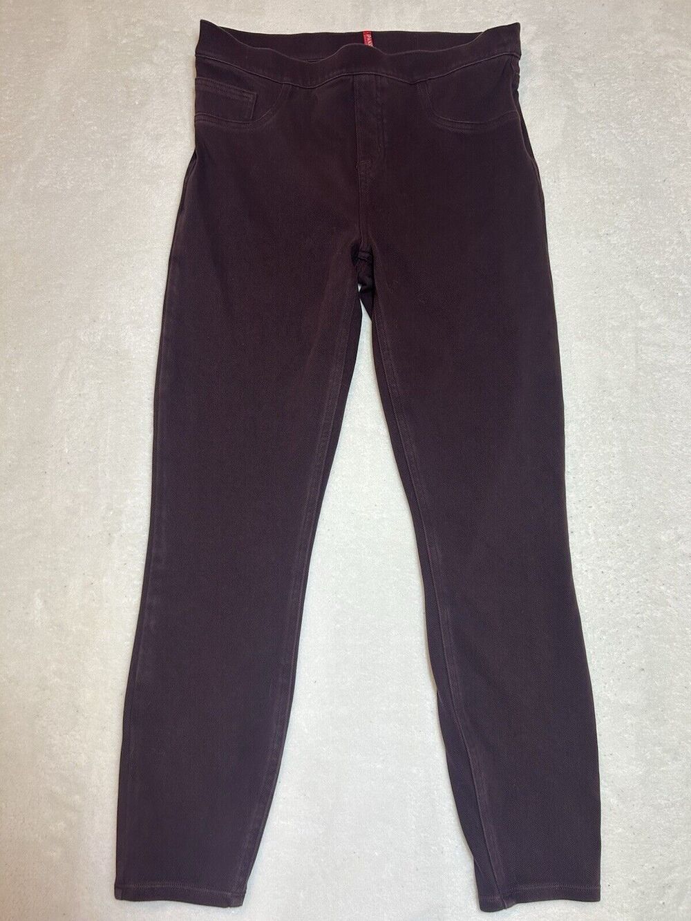 SPANX Jeans Womens Large Maroon Red Skinny Ankle Crop Jeggings Stretch